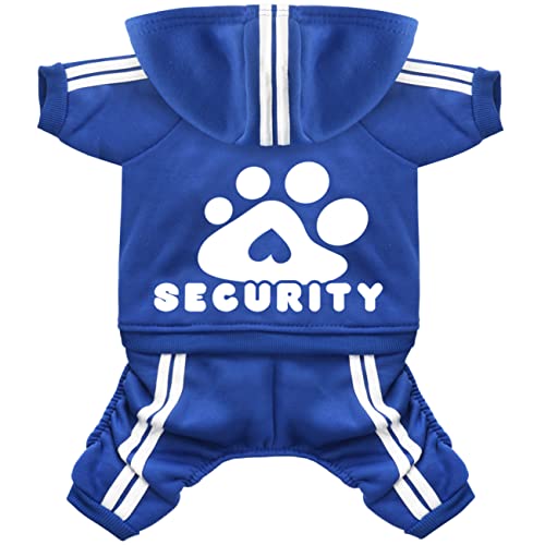 Otunrues Hunde-Kapuzenpullover, Hundebekleidung, Pullover mit 4 Beinen, Fleece-Sweatshirt, Sicherheitsmuster, Hunde-Outfit, Wintermantel, Baumwolle, Welpen, Bekleidung (Blau, XL) von Otunrues