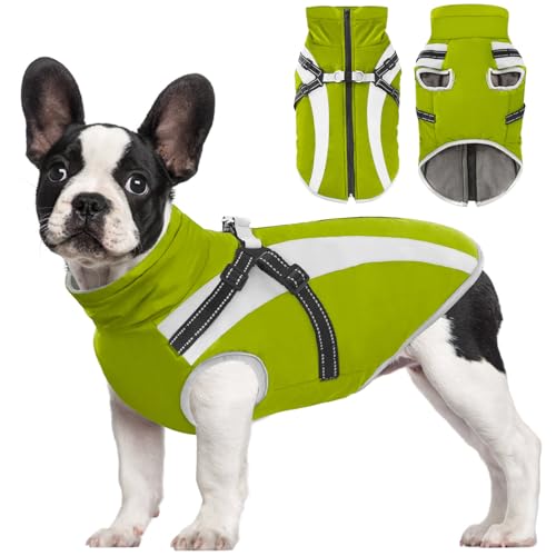 Otunrues Hundemantel, wasserdichte Hundejacke, Winter mit Geschirr, integriert, Rollkragen, reflektierende Hundeweste, warme Haustierkleidung, winddicht, Hunde-Schneeanzug für mittelgroße und große von Otunrues