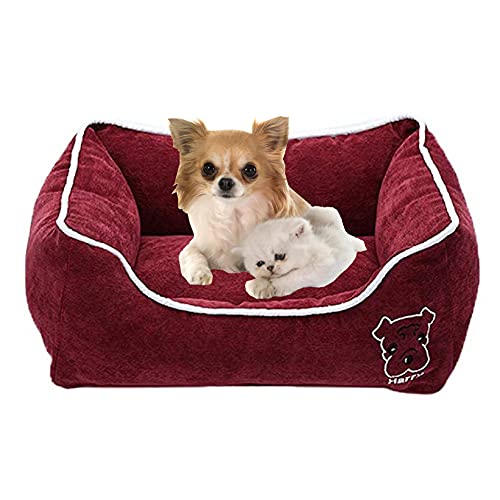 OuLi Store® Orthopädisches Hundebett Hundekörbchen Hundesofa Hundekissen Hundekorb Bezug Waschbar Pet Sleeping Bag (L: 60 × 45 × 18 cm, Rot) von OuLi Store