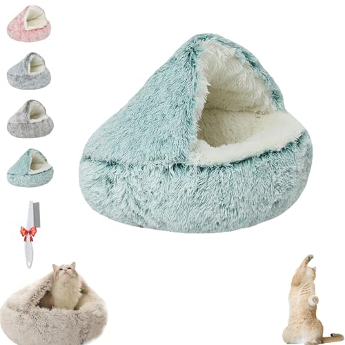 Fauven Calming Seashell Bed, New Lapcatz Nest Bed, Semi Enclosed Pet Nest, Removable Washable Lap Catz Nest Bed, Lapcatz Bed for Indoor Cats Cave and Calming Dog Beds (Green, 15.7in) von Oueet