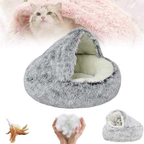 Oueet Cozy Cocoon Pet Bed - Cozy Cocoon Pet Bed for Dogs, Fido Faves Cozy Nook Dog Bed, Winter Pet Plush Bed, Fidofaves Cozy Nook Bed, Round Fluffy Warm Cat Beds with Hooded Cover (L, C Short Velvet) von Oueet