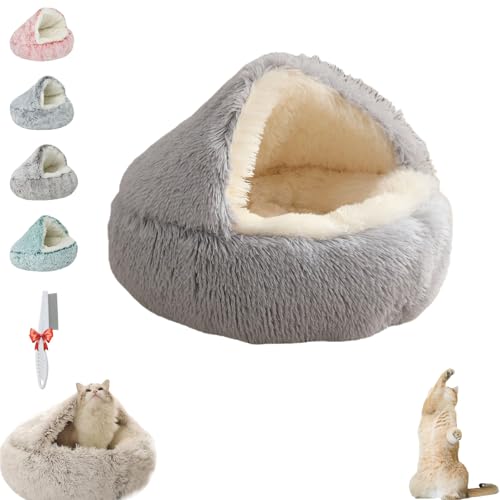 Oueet Fauven Calming Seashell Bed, New Lapcatz Nest Bed, Semi Enclosed Pet Nest, Removable Washable Lap Catz Nest Bed, Lapcatz Bed for Indoor Cats Cave and Calming Dog Beds (Coffce, 15.7in) von Oueet