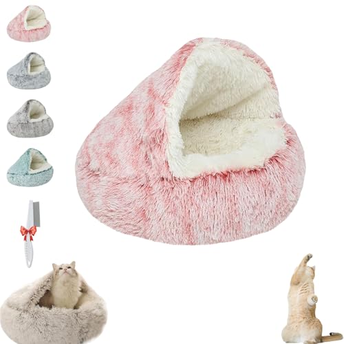 Oueet Fauven Calming Seashell Bed, New Lapcatz Nest Bed, Semi Enclosed Pet Nest, Removable Washable Lap Catz Nest Bed, Lapcatz Bed for Indoor Cats Cave and Calming Dog Beds (Pink, 15.7in) von Oueet