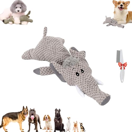 Oueet Wowpetsmart Invincible Chewanimals, Wowpetsmart for Heavy Chewers, Chewanimal Dog Toy, Wowpetsmart Dog Chew Toys Designed for Heavy Chewers, Toys for Small, Medium and Large Dogs (Elephant) von Oueet