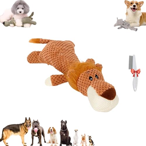 Oueet Wowpetsmart Invincible Chewanimals, Wowpetsmart for Heavy Chewers, Chewanimal Dog Toy, Wowpetsmart Dog Chew Toys Designed for Heavy Chewers, Toys for Small, Medium and Large Dogs (Lion) von Oueet