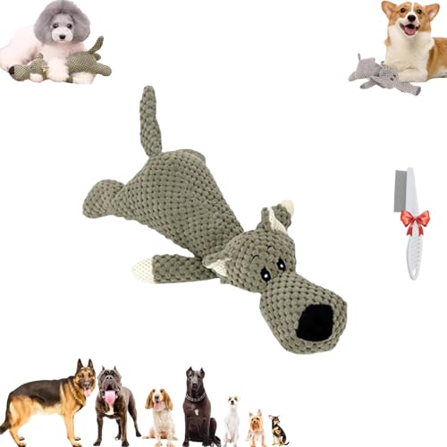 Oueet Wowpetsmart Invincible Chewanimals, Wowpetsmart for Heavy Chewers, Chewanimal Dog Toy, Wowpetsmart Dog Chew Toys Designed for Heavy Chewers, Toys for Small, Medium and Large Dogs (Wolf) von Oueet