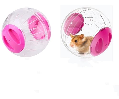 Oumefar 3Colors Hamster Gymnastikball Kunststoff Hamster Spielzeug Roll-Around Mini Ball Heimtrainer für Kleintier Hamster Rennmaus Hamsterrad Hamster Übungs Ball Hamster zubehör(Rosa) von Oumefar