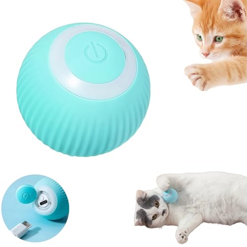 Intelligentes Katzenspielzeug, interaktives Katzenspielzeug, Ball für Katzen und Hunde, interaktives automatisches Rollen mit LED-Lichtern, intelligentes Katzenspielzeug, selbstrollender Ball, von Oumun