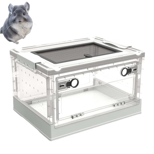 Oushebck Reptilien-Terrarium, Faltbares Reptilien-Futter Becken, Belüftetes Reptilienzuchtbox, Hamsteraufzuchtbox Aus Kunststoff, Transparent Transport Box Für Eidechsen Schildkröten Frösche (White) von Oushebck