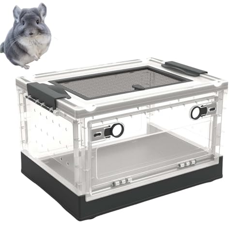 Oushebck Reptilien-Terrarium, Faltbares Reptilien-Futter Becken, Belüftetes Reptilienzuchtbox, Hamsteraufzuchtbox Aus Kunststoff, Transparent Transport Box Für Eidechsen Schildkröten Frösche (Black) von Oushebck