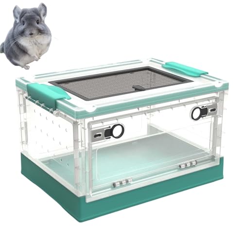 Oushebck Reptilien-Terrarium, Faltbares Reptilien-Futter Becken, Belüftetes Reptilienzuchtbox, Hamsteraufzuchtbox Aus Kunststoff, Transparent Transport Box Für Eidechsen Schildkröten Frösche (Blue) von Oushebck