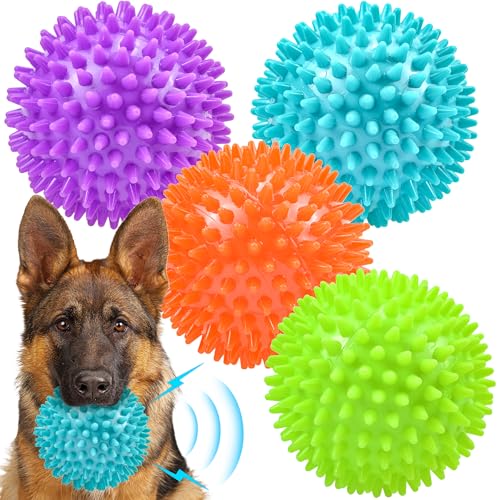 Ousiya 11,4 cm Hundebälle, quietschendes Hundespielzeug für mittelgroße und große Hundespielzeug für aggressive Kauer, stacheliger Ball, großes Outdoor-Kauspielzeug von Ousiya