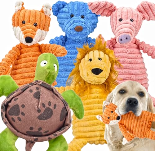 Ousiya 5ER-PACK Plüschtier für Hunde, Quietschspielzeug für Hunde, Plüsch Hundespielzeug in Tierform, Weiches Hundespielzeug für Welpen Kleine Mittelgroße und Große Hunde von Ousiya