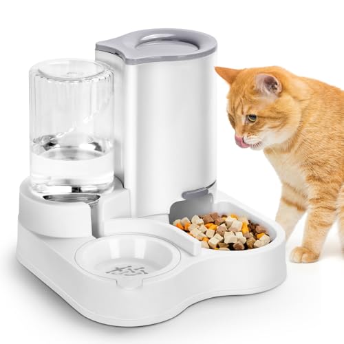 2 in 1 Pet Feeder und Wasserspender, Automatischer Katzenfutter- und Wasserspender, Schwerkraft-Haustier-Futterspender für kleine mittelgroße Hunde, Welpen, Katzen, Kätzchen von Outamateur