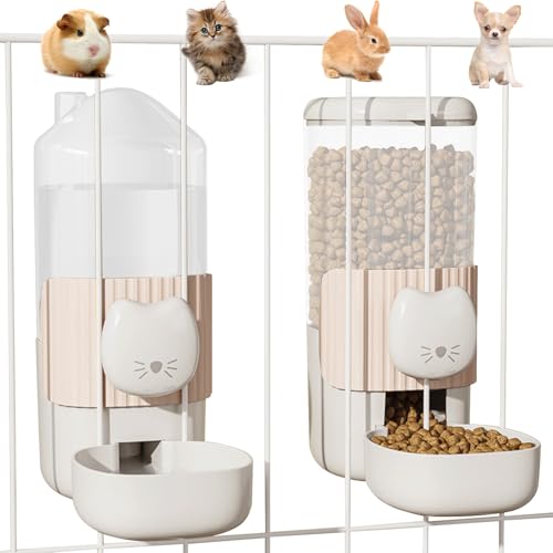 Automatischer Wasserspender für Katzenfutter, zum Aufhängen, 1 l, automatischer Schwerkraft-Futterspender und Wasserspender-Set, Käfig, Katzen-, Hundefutter- und Wasserspender für Kätzchen, Welpen, von Outamateur