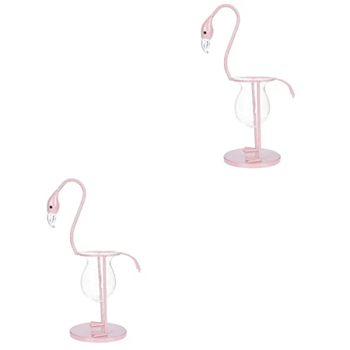 Outanaya 2 STK hydroponische Vase rosa Rahmen Hausdekorationen für zu Hause rustikale Vase Flamingo-Desktop Hochzeitsvase bürodeko büro Dekoration Pflanzenvase Vase in Flamingo-Form Glas von Outanaya