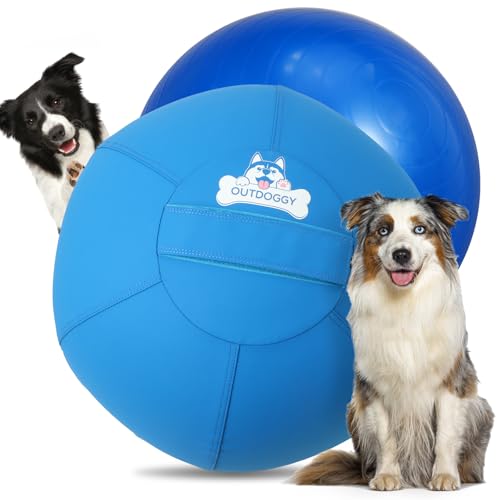 Herding Ball für Hunde, 45,7 cm, langlebiges Hundespielzeug, sicheres Reißverschluss-Design verhindert Beißen, durchgehender Klettverschluss – zum Herden, Jagen und Spielen im Freien, Blau von Outdoggy