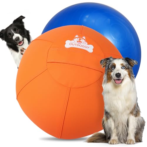 Herding Ball für Hunde, 45,7 cm, strapazierfähiges Hundespielzeug mit durchgehendem Haken- und Schlaufen-Reißverschluss-Schutz, verbesserte Haltbarkeit beim Herden, Jagen und Spielen im Freien, Orange von Outdoggy