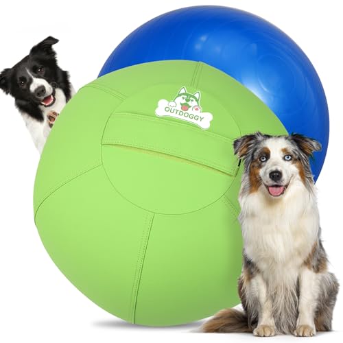 Herding Ball für Hunde, 45,7 cm, strapazierfähiges Hundespielzeug mit durchgehendem Haken- und Schlaufen-Reißverschluss-Schutz, verbesserte Haltbarkeit beim Herden, Jagen und Spielen im Freien, Grün von Outdoggy