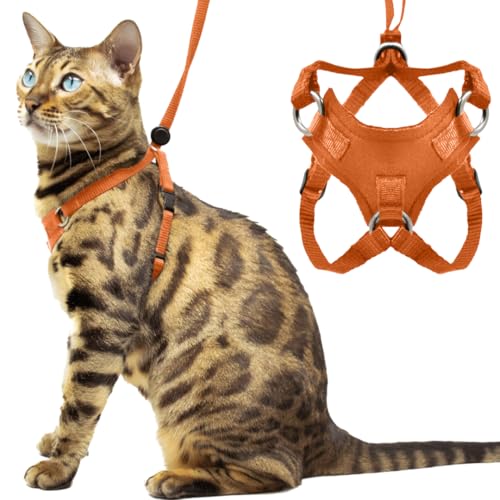 Houdini™ Ausbruchsicheres Katzengeschirr und Leine, Set von OutdoorBengal für Spaziergänge mit Katzen und Kätzchen, Orange, Kätzchen von OutdoorBengal