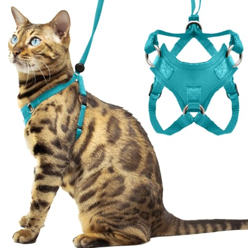 Houdini™ Ausbruchsicheres Katzengeschirr und Leine, Set von OutdoorBengal für Spaziergänge mit Katzen und Kätzchen, Türkis, Kätzchen von OutdoorBengal