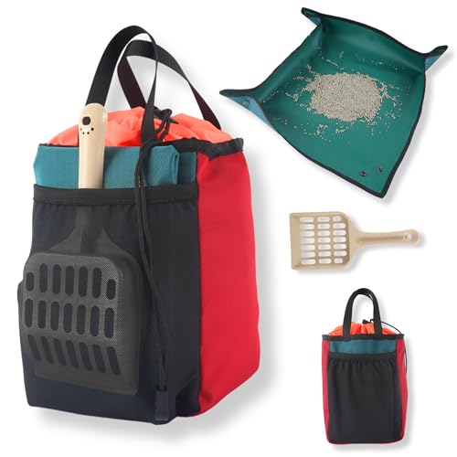 OutdoorBengal Reise-Katzentoilette (3-in-1) Kit – tragbare Katzentoilette, faltbar, auslaufsichere Tasche mit Deckel, kleine Schaufel (komplettes Set für Flugzeug, Auto, Van, Camping und Reisen mit von OutdoorBengal