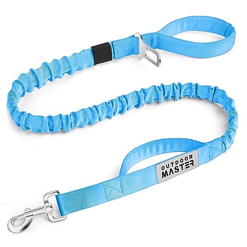 OutdoorMaster Bungee-Hundeleine, robuste Hundeleine mit Stoßdämpfung, 2 gepolsterte Griffe, Trainingsleine, verbesserte Hundesicherheit und Komfort, Blau, 1,2 m von OutdoorMaster