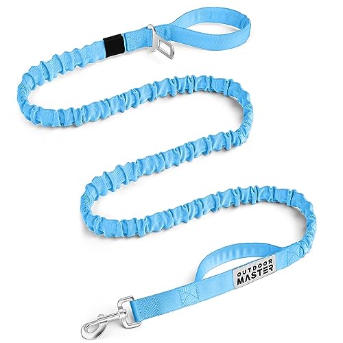 OutdoorMaster Bungee-Hundeleine, robuste Hundeleine mit Stoßdämpfung, 2 gepolsterte Griffe, Trainingsleine, verbesserte Hundesicherheit und Komfort, Blau, verbessert, 1,8 m von OutdoorMaster