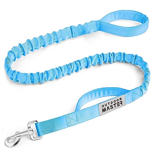 OutdoorMaster Bungee-Hundeleine, robuste Hundeleine mit Stoßdämpfung, 2 gepolsterte Griffe, Trainingsleine, verbesserte Sicherheit und Komfort des Hundes (Blau, 1,2 m) von OutdoorMaster