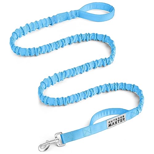 OutdoorMaster Bungee-Hundeleine, robuste Hundeleine mit Stoßdämpfung, 2 gepolsterte Griffe, Trainingsleine, verbesserte Hundesicherheit und Komfort (blau, 1,8 m) von OutdoorMaster