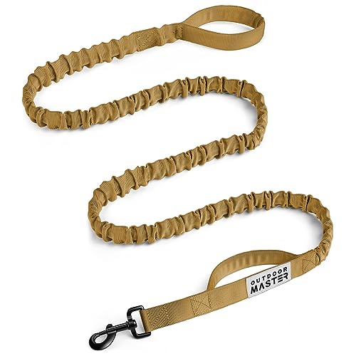 OutdoorMaster Bungee-Hundeleine, robuste Hundeleine mit Stoßdämpfung, 2 gepolsterte Griffe, Trainingsleine, verbesserte Hundesicherheit und Komfort (braun, 1,8 m) von OutdoorMaster