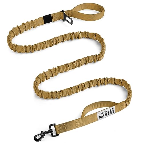 OutdoorMaster Bungee-Hundeleine, robuste Hundeleine mit Stoßdämpfung, 2 gepolsterte Griffe, Trainingsleine, verbesserte Sicherheit und Komfort – Braun verbessert, 1,8 m von OutdoorMaster