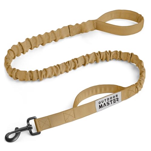 OutdoorMaster Bungee-Hundeleine, robuste Hundeleine mit Stoßdämpfung, 2 gepolsterte Griffe, Trainingsleine, verbesserte Sicherheit und Komfort des Hundes (Braun, 1,2 m) von OutdoorMaster