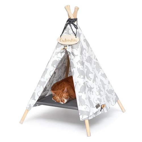 Outentin hundehöhle für kleine Hunde und Haustier – Stylish Katzenbett höhle – Modische hundehütte Indoor – Katzenzelt und cat House – viele Muster– Hunde und Katzen Tipi- 53x53x70cm - Katzen von Outentin