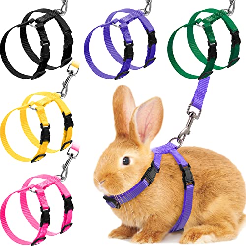 5 Stück Thanksgiving Weihnachten Verstellbare Kaninchengeschirr Leine Bunny Harness for Pet Safety Walk Running Jogging Leash Harness for Bunny Cat Puppy Kitten Frettchen and Other Small Pet (Schöne von Outus