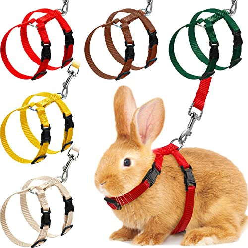 5 Stück Thanksgiving Weihnachten Verstellbare Kaninchengeschirr Leine Bunny Harness for Pet Safety Walk Running Jogging Leash Harness for Bunny Cat Puppy Kitten Frettchen and Other Small Pets (Vivid von Outus