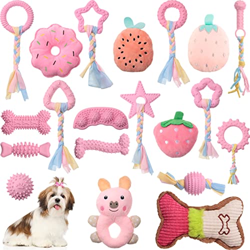 Outus Kauspielzeug für kleine Hunde, weiches Gummiseil, quietschendes Hundespielzeug, lustiger Knochenball, Zahnreinigung, Kauspielzeug, Welpen, Zahnspielzeug für Welpen, 20 Stück (hell) von Outus