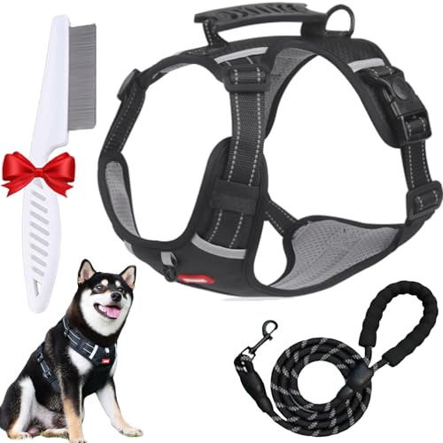 Chewie Cozy Harness, Chewie Chest Harness Safety Belt, Triangular Frame Structure Explosion-Proof Chest Vest Dog Leash (Black, Large) von Oveallgo