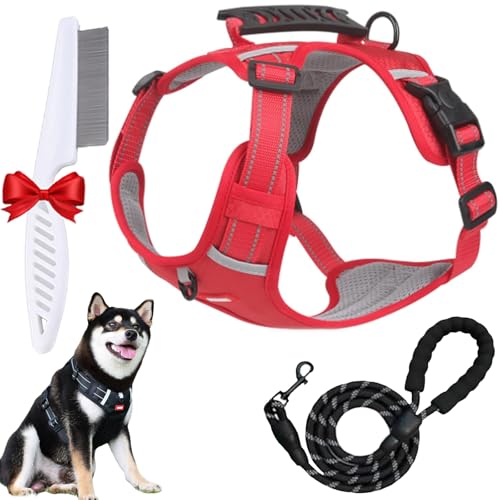 Chewie Cozy Harness, Chewie Chest Harness Safety Belt, Triangular Frame Structure Explosion-Proof Chest Vest Dog Leash (Red, Large) von Oveallgo