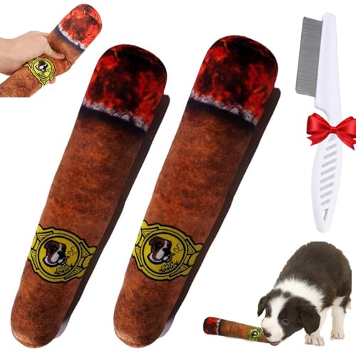 Oveallgo Cigarette Dog Toy, 2 PCS Dog Cigarette Toy, Cigarette Pack Dog Toy, Cigar Dog Toy, Dog Toy Cigar, Cigarette Dog Toys (Brown-L) von Oveallgo