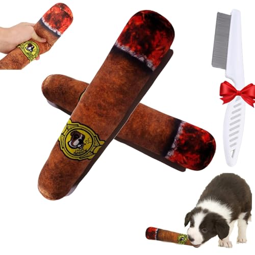 Oveallgo Cigarette Dog Toy, 2 PCS Dog Cigarette Toy, Cigarette Pack Dog Toy, Cigar Dog Toy, Dog Toy Cigar, Cigarette Dog Toys (Brown-M) von Oveallgo