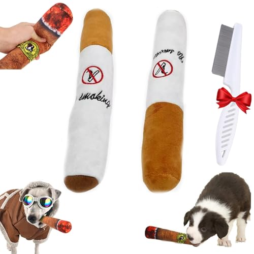 Oveallgo Cigarette Dog Toy, 2 PCS Dog Cigarette Toy, Cigarette Pack Dog Toy, Cigar Dog Toy, Dog Toy Cigar, Cigarette Dog Toys (White) von Oveallgo