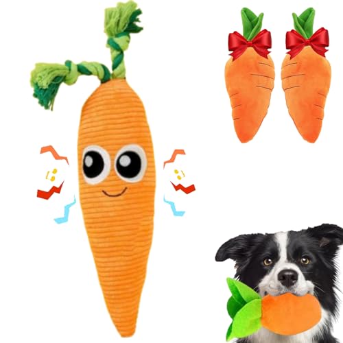 Oveallgo Giant Carrot Dog Toy, 29.5" Large Carrot Dog Toy Bolt with Sound, Cute Plush Carrot Durable Dog Chew Toys for Aggressive Chewers (L) von Oveallgo