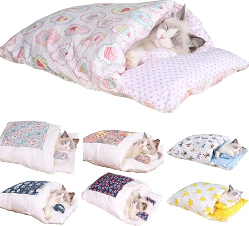 Oveallgo Katzen Schlafsack HöHle, Schlafsack FüR GroßE Katzen, Cat Sleeping Bag, Cat Bed Cave (Zartes Rosa, L) von Oveallgo