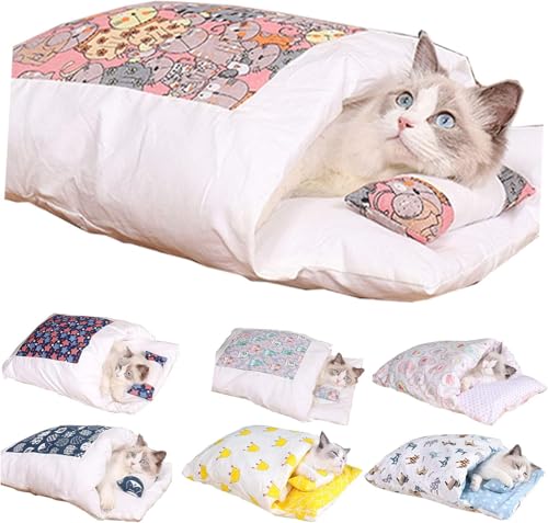 Oveallgo Katzenschlafsack, Katzen Schlafsack, Cat Winter Sleeping Bag, Kuschelsack Katze (Rosa, M) von Oveallgo