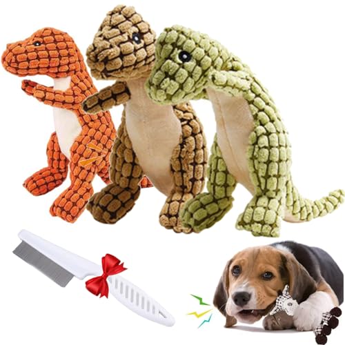 Oveallgo Mastugart Hundespielzeug, Hundespielzeug Unzerstörbar, Kauspielzeug Hund, Unzerstörbares Hundespielzeug, Plüschtier Für Ihren Pelzigen Freund (Dinosaur Combination(3pcs)) von Oveallgo