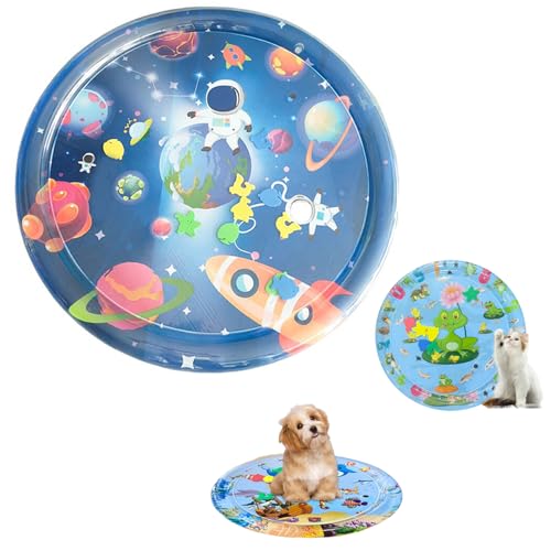 Oveallgo Spielmatte Katze, 65/85/100/105cm Rundwasserspielmatte FüR Katzen, Wassermatte Zum Spielen FüR Katzen (100cmE) von Oveallgo