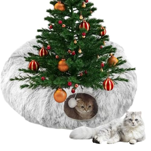 Weihnachtsbaum Katzentunnel, Cat Tunnel Bed Under Christmas Tree, Christmas Cat Tree Tunnel, Cat Christmas Tree Cat Tunnel Bed Cave (Gray) von Oveallgo