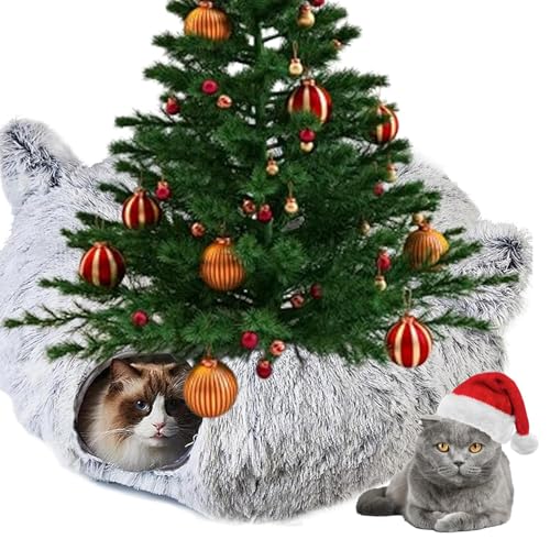 Weihnachtsbaum Katzentunnel, Cat Tunnel Bed Under Christmas Tree, Christmas Cat Tree Tunnel, Cat Christmas Tree Cat Tunnel Bed Cave (Plush Ears) von Oveallgo