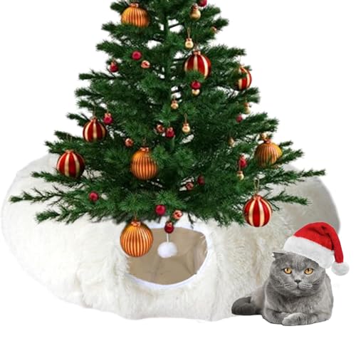 Weihnachtsbaum Katzentunnel, Cat Tunnel Bed Under Christmas Tree, Christmas Cat Tree Tunnel, Cat Christmas Tree Cat Tunnel Bed Cave (White) von Oveallgo